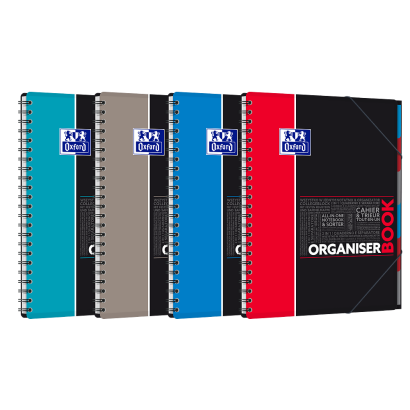 OXFORD STUDENTS ORGANISERBOOK Notebook - A4+ - Polypro cover - Twin-wire - 7mm Ruled- 160 pages - SCRIBZEE® compatible - Assorted colours - 400037404_1200_1709025144
