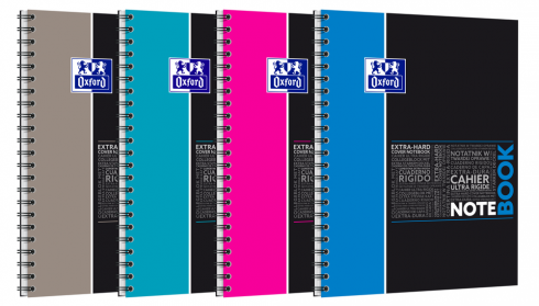 Oxford Studium Notebook - A4+ - kariert 5 mm - 80 Blatt - Hardcover - Doppelspirale - SCRIBZEE® kompatibel - Sortierte Farben - 400037406_1200_1583240894
