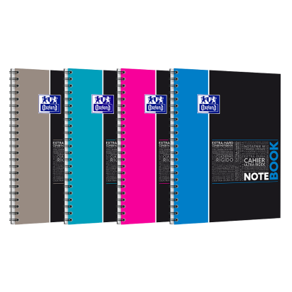 Oxford Studium Notebook - A4+ - liniert 7 mm - 80 Blatt - Hardcover - Doppelspirale - SCRIBZEE® kompatibel - Sortierte Farben - 400037407_1200_1709025163