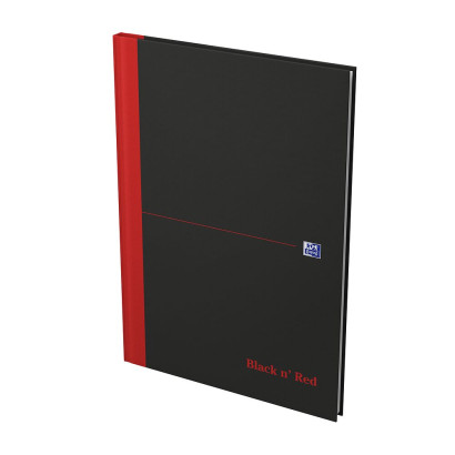 OXFORD Black n' Red Notebook - A4 - Hardback Cover - Casebound - 5mm Squares - 192 Pages - Black - 400047607_1300_1677167141