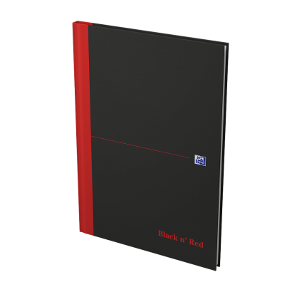 OXFORD Black n' Red Notebook - A4 - Hardback Cover - Casebound - 5mm Squares - 192 Pages - Black - 400047607_1300_1686109149