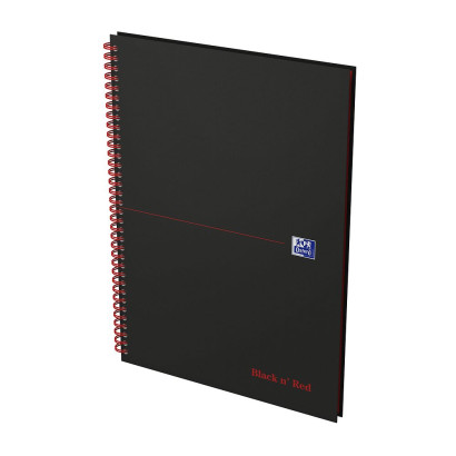 OXFORD Black n' Red Notebook - A4 - Hardback Cover - Twin-wire - Ruled - 140 Pages - SCRIBZEE Compatible - Black - 400047608_1300_1677241991