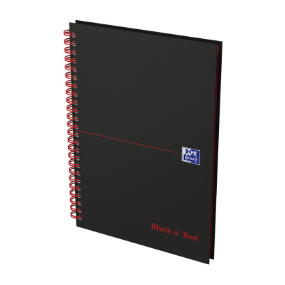 OXFORD Black n' Red Notebook - A5 - Hardback Cover - Twin-wire - Ruled - 140 Pages - SCRIBZEE Compatible - Black - 400047651_1103_1686191268