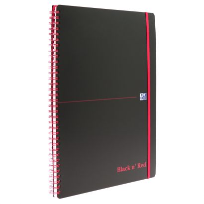 Oxford Black n' Red Spiralbuch - A4 - Liniert - 70 Blatt- Doppelspirale - Polypropylen Cover - SCRIBZEE® kompatibel - Schwarz - 400047653_1300_1591807620