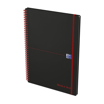 OXFORD Black n' Red Notebook - A4 - Polypropylene Cover - Twin-wire - 5mm Squares - 140 Pages - SCRIBZEE Compatible - Black - 400047654_1300_1677167151