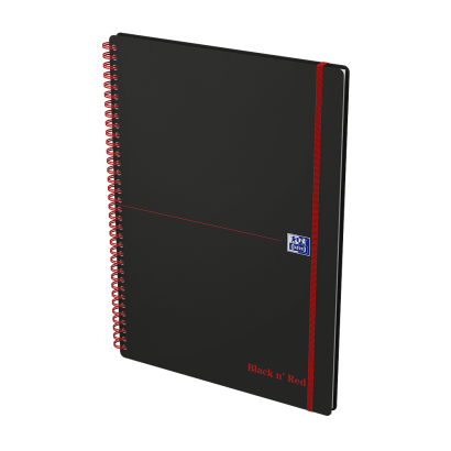 OXFORD Black n' Red Notebook - A4 - Polypropylene Cover - Twin-wire - 5mm Squares - 140 Pages - SCRIBZEE Compatible - Black - 400047654_1300_1686109155