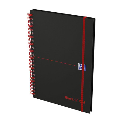 OXFORD Black n' Red Notebook - A5 - Polypropylene Cover - Twin-wire - 5mm Squares - 140 Pages - SCRIBZEE Compatible - Black - 400047656_1300_1677242080