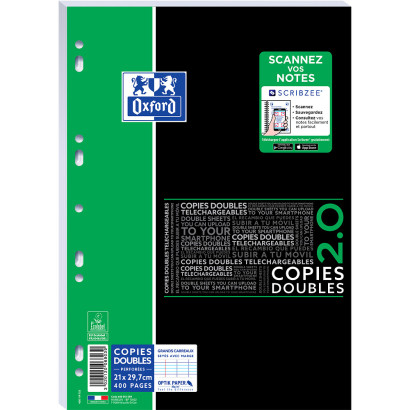 OXFORD STUDENTS DOUBLE SHEETS - A4 - Plastic film - Seyès Squares - 400 pages - Punched - SCRIBZEE® compatible - 400051589_1100_1709205290