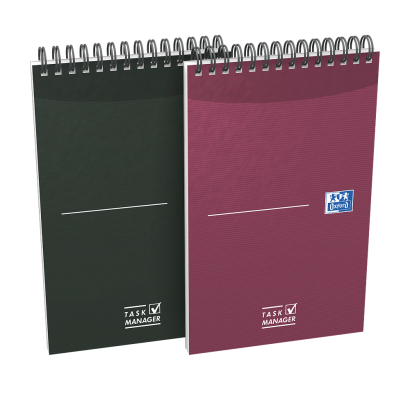 Oxford Office Essentials notesbog i blødt omslag og dobbeltspiral Task Manager - 12,5 x 20 cm - Pappomslag - dobbelt wire - 140 sider - spesifikk linjering - assorterte farger - 400055727_1400_1686181764