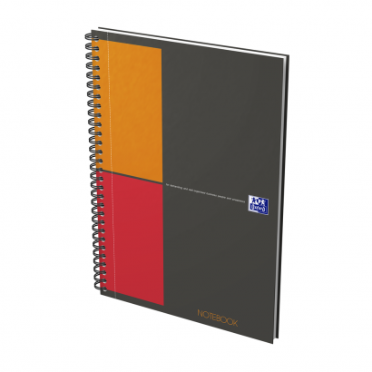 OXFORD International Notebook - B5 – Hårdt omslag – Dobbeltspiral – Kvadreret 5x5 mm – 160 sider – SCRIBZEE®-kompatibel – Grå - 400080784_1300_1643125862
