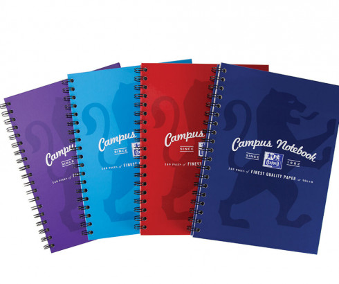 Oxford Campus B5+ Hardback Wirebound Notebook Ruled with Margin 140 Pages  Assorted