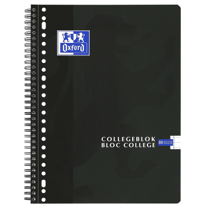 OXFORD School Bloc Collège - A4+ - Couverture Souple - Reliure Intégrale - 23 Trous - Ligné - 160 Pages - Noir - Compatible Scribzee® - 400094450_1100_1686135363