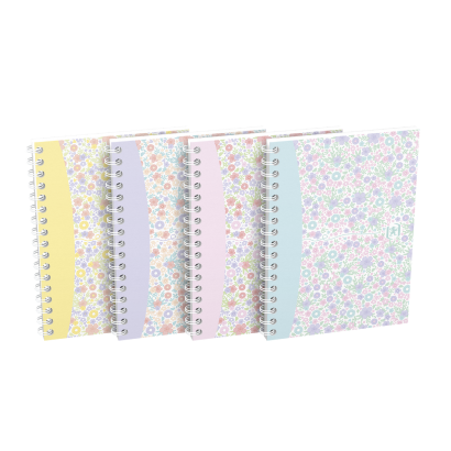 OXFORD Cahier Spiralé Floral - A6 - Couverture souple - Reliure intégrale - Petits carreaux 5x5 - 100 pages - Décors assortis - 400094826_1400_1709630354