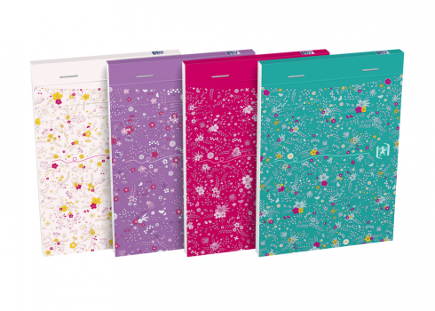 OXFORD Floral Notepad - A6 – mykt pappomslag – stiftet – linjert – 160 sider – assorterte farger - 400094827_1400_1620724443
