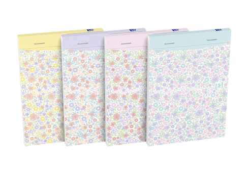 OXFORD Floral Notepad - A6 – Blødt papomslag – Hæftet – Linjeret – 160 sider – Assorterede farver - 400094827_1400_1689610408