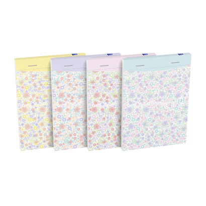 OXFORD Floral Notepad - A6 – Blødt papomslag – Hæftet – Linjeret – 160 sider – Assorterede farver - 400094827_1400_1709630353