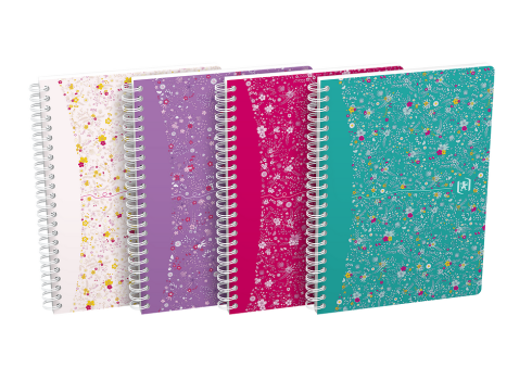 OXFORD Floral Notebook - A5+ – hårt omslag- dubbelspiral – 5mm-rutor – 120 sidor – SCRIBZEE ®- kompatibel – blandade färger - 400094951_1400_1685149253