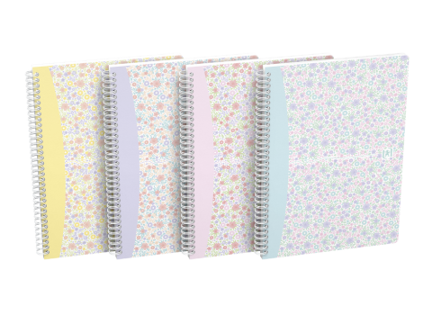 OXFORD Floral Notebook - B5 - Soft Card Cover - Twin-wire - 5mm Squares - 120 Pages - SCRIBZEE Compatible - Assorted Colours - 400094955_1400_1689610756