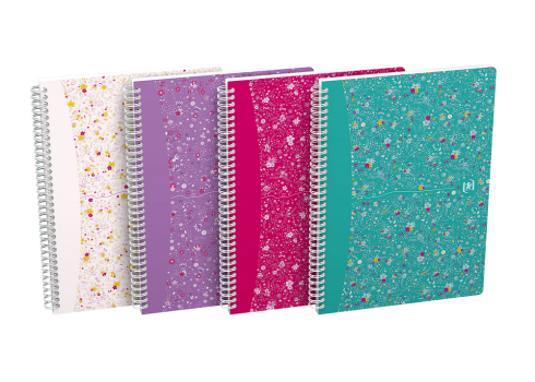 OXFORD Floral Notebook - B5 – Hårdt omslag – Dobbeltspiral – Linjeret – 120 sider – SCRIBZEE®-kompatibel – Assorterede farver - 400094959_1400_1685149274