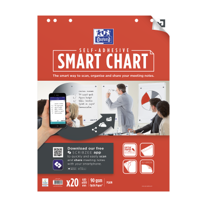 Oxford Smart Charts Flipchartblock - 60x80cm - Blanko - 20 Blatt - Geleimt - SCRIBZEE® kompatibel - 400096276_1100_1686115612