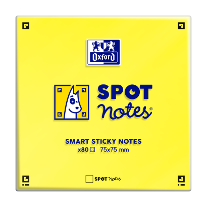 OXFORD Spot Notes - 7,5x7x5 cm – Ulinjeret – 80 ark/blok – SCRIBZEE® kompatibelt – Gul – Pakke med 6 blokke - 400096929_1100_1686126548