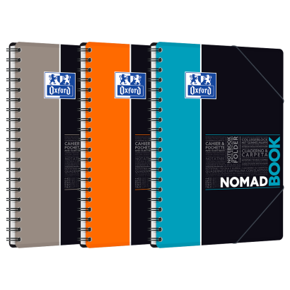 OXFORD STUDENTS NOMADBOOK Notebook - B5- Polypro cover - Twin-wire - 5mm Squares - 160 pages - SCRIBZEE® compatible - Assorted colours - 400100861_1200_1709025367