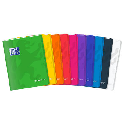 OXFORD easyBook®  NOTEBOOK - 17x22cm - Polypro cover with pockets - Stapled - Seyès Squares - 48 pages - Assorted colours - 400111481_1200_1709028758
