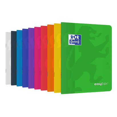 OXFORD easyBook®  CAHIER - 17x22cm - Couverture plastique avec pochettes - Agrafé - Grands carreaux Seyès - 96 pages - Couleurs assorties - 400111482_1400_1709630563