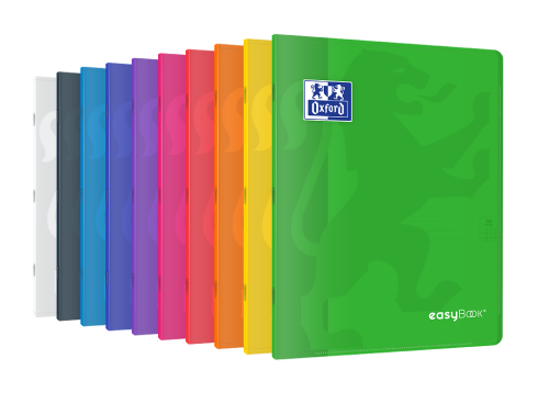 OXFORD easyBook®  CAHIER - 24x32cm - Couverture plastique avec pochettes - Agrafé - Petits carreaux 5x5mm avec marge - 96 pages - Couleurs assorties - 400111489_1400_1702917640