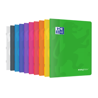 OXFORD easyBook® NOTEBOOK - 24x32cm - Polypro cover with pockets - Stapled - 5x5mm Squares with margin - 96 pages - Assorted colours - 400111489_1400_1709630566