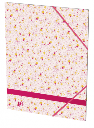 OXFORD 3-klaff mappe med strikk A4 blomstrete -  - 400113678_1101_1597738741