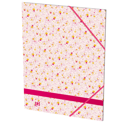 OXFORD 3-klaff mappe med strikk A4 blomstrete -  - 400113678_1101_1709206838
