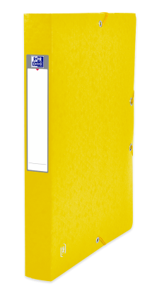 OXFORD Top File+ Sammelbox - A4 - Rückbreite 40mm - mit Gummiband - mit aufgeklebtem Rückenschild - mit drei Einschlagklappen - aus stabilem Karton - gelb - 400114369_1300_1686149919