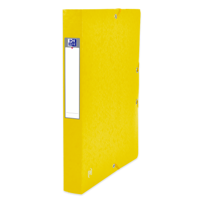 OXFORD Top File+ Sammelbox - A4 - Rückbreite 40mm - mit Gummiband - mit aufgeklebtem Rückenschild - mit drei Einschlagklappen - aus stabilem Karton - gelb - 400114369_1300_1709548011