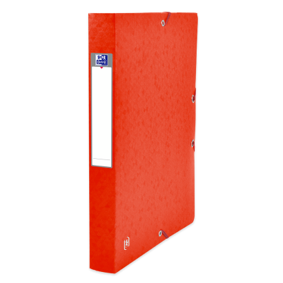 OXFORD Top File+ Sammelbox - A4 - Rückbreite 40mm - mit Gummiband - mit aufgeklebtem Rückenschild - mit drei Einschlagklappen - aus stabilem Karton - rot - 400114372_1300_1709548003