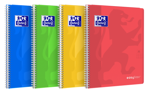 OXFORD easyBook®  CAHIER - 24x32cm - Couverture plastique avec pochettes - Double spirale - Grands carreaux Seyès - 160 pages - Compatible SCRIBZEE ® - Couleurs assorties - 400114564_1400_1686087611