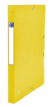 OXFORD Top File+ Sammelbox - A4 - Rückbreite 25mm - mit Gummiband - mit aufgeklebtem Rückenschild - mit drei Einschlagklappen - aus stabilem Karton - gelb - 400115362_1300_1624378321