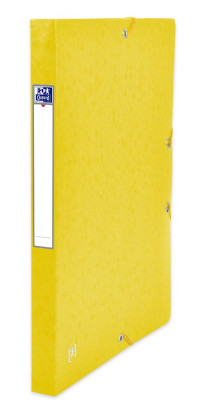 OXFORD Top File+ Sammelbox - A4 - Rückbreite 25mm - mit Gummiband - mit aufgeklebtem Rückenschild - mit drei Einschlagklappen - aus stabilem Karton - gelb - 400115362_1300_1677203076