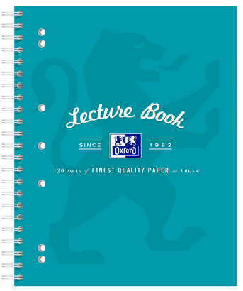 OXFORD LECTURE BOOK - A4+ - Polypropylene Cover - Twin Wire - 120pages- 8mm ruled with margin - 400128532_1100_1686092237