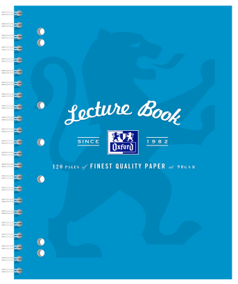 OXFORD LECTURE BOOK - A4+ - Polypropylene Cover - Twin Wire - 120pages- 8mm ruled with margin - 400128533_1100_1686092240