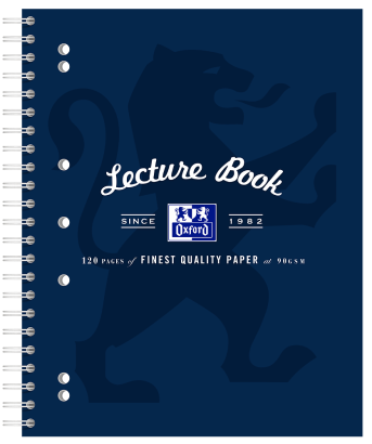 OXFORD LECTURE BOOK - A4+ - Polypropylene Cover - Twin Wire - 120pages- 8mm ruled with margin - 400128534_1100_1686092244