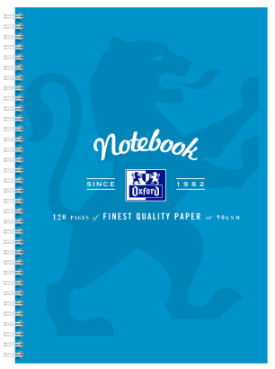 OXFORD NOTEBOOK - A4 -  Laminated Board Cover - Twin Wire - 120pages- 8mm ruled with margin - 400128537_1100_1686092258
