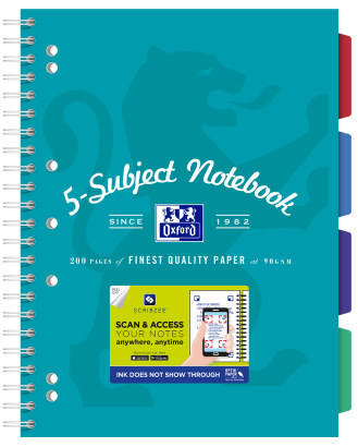 OXFORD 5 SUBJECT NOTEBOOK - A4+ - Laminated Board Cover - Twin Wire - 200 pages- 4 removeable PP Dividers - 400128544_1100_1686092224 - OXFORD 5 SUBJECT NOTEBOOK - A4+ - Laminated Board Cover - Twin Wire - 200 pages- 4 removeable PP Dividers - 400128544_1101_1686092222