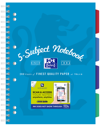 OXFORD 5 SUBJECT NOTEBOOK - A4+ - Laminated Board Cover - Twin Wire - 200 pages- 4 removeable PP Dividers - 400128545_1100_1686092226 - OXFORD 5 SUBJECT NOTEBOOK - A4+ - Laminated Board Cover - Twin Wire - 200 pages- 4 removeable PP Dividers - 400128545_1101_1686092228