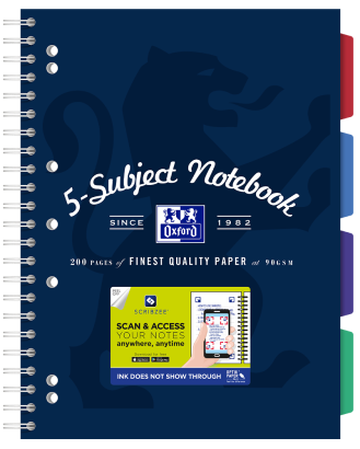 OXFORD 5 SUBJECT NOTEBOOK - A4+ - Laminated Board Cover - Twin Wire - 200 pages- 4 removeable PP Dividers - 400128546_1100_1686092230 - OXFORD 5 SUBJECT NOTEBOOK - A4+ - Laminated Board Cover - Twin Wire - 200 pages- 4 removeable PP Dividers - 400128546_1101_1686092232