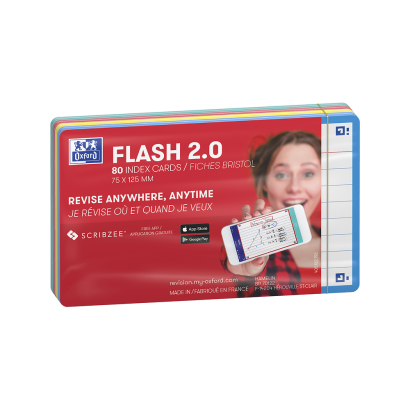 OXFORD FLASH Fichas de Revisión Flashcards 2.0 - 1 línea Horizontal con 4 colores de recuadro, 7,5 x 12,5, paquete de 80 - 400137329_1301_1685140685