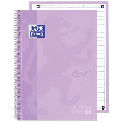 OXFORD TOUCH Europeanbook 1 WRITE&ERASE - A4+ - Tapa Extradura - Cuaderno espiral microperforado - 1 Línea - 80 Hojas - SCRIBZEE - MALVA PASTEL - 400138325_1100_1686201630