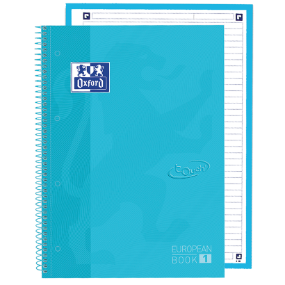 OXFORD TOUCH Europeanbook 1 WRITE&ERASE - A4+ - Couverture extra-dure - cahier spiralé microperforé - ligné - 80 feuilles - SCRIBZEE - BLEU PASTEL - 400138327_1100_1686201627