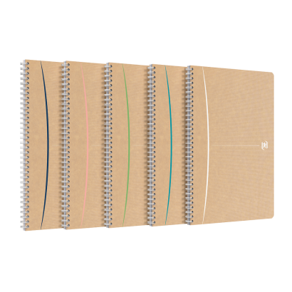 Oxford Touareg Notebook - A4 - Blødt kartonomslag - Dobbeltspiral - linjeret - 180 sider - SCRIBZEE ®-kompatibel - Assorterede farver - 400141848_1200_1709026541