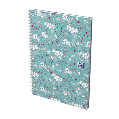 OXFORD Cahier Floral - B5 - Couverture rigide - Reliure intégrale - Ligné - 120 pages - Turquoise - 400143834_1300_1664787841
